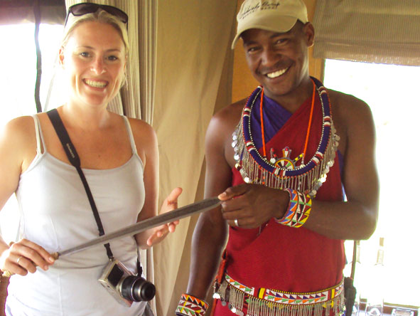 Kate Erskine - learning new things with the Maasai guides in Kenya